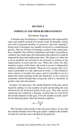 Guide to the use of tables and formulas in Machinery's handbook, 27th edition
