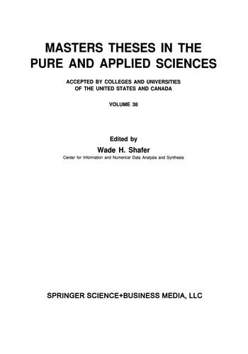 Masters theses in the pure and applied sciences accepted by colleges and universities of the United States and Canada