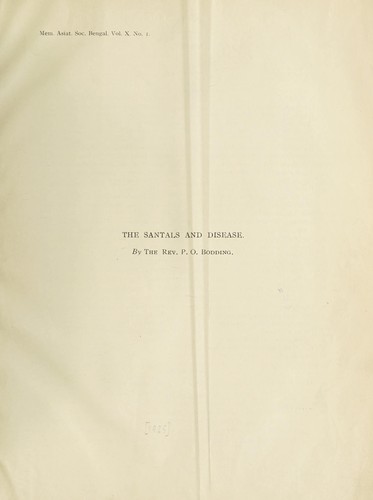 Studies in Santal medicine and connected folklore