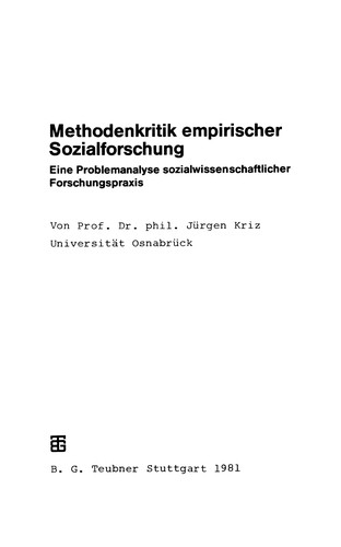 Methodenkritik empirischer Sozialforschung