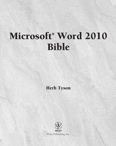 Microsoft Word 2010 bible