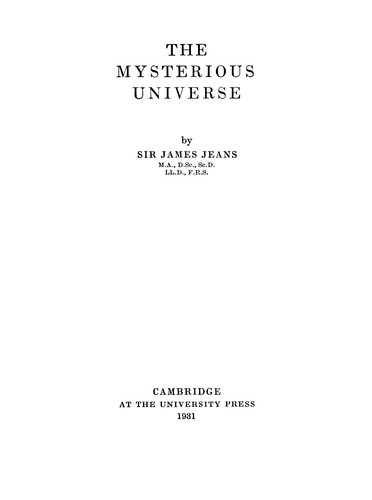 The mysterious universe