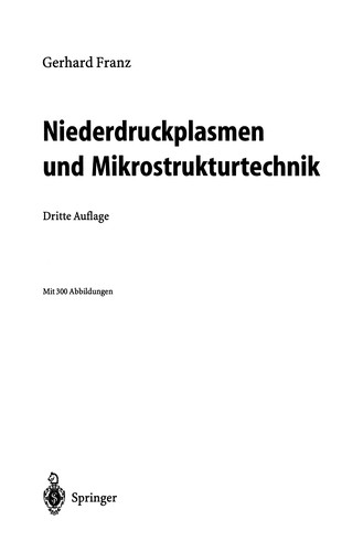 Niederdruckplasmen und Mikrostrukturtechnik
