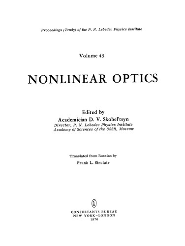 Nonlinear Optics