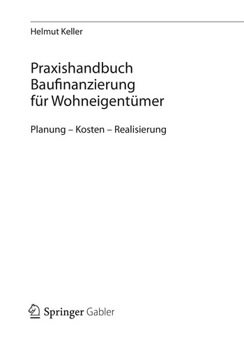 Praxishandbuch Baufinanzierung für Wohneigentümer