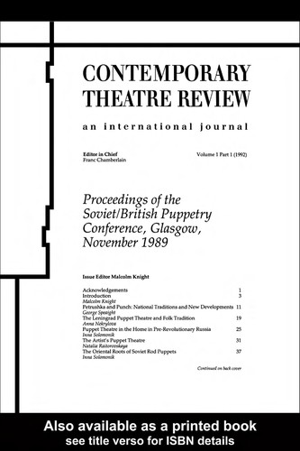 Proceedings of the Soviet/British puppetry conference, Glasgow, November 1989
