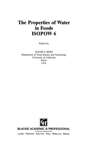 The Properties of Water in Foods ISOPOW 6