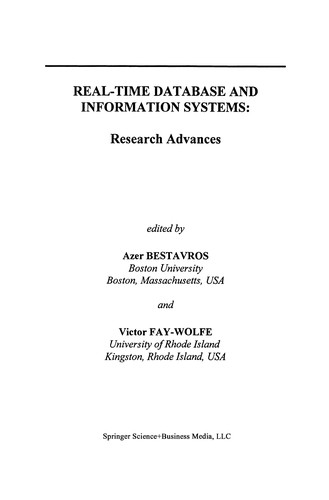 Real-Time Database and Information Systems: Research Advances