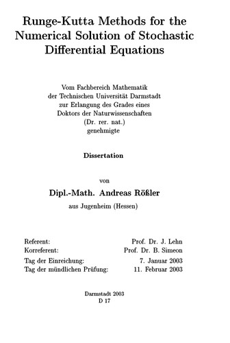 Runge-Kutta methods for the numerical solution of stochastic differential equations
