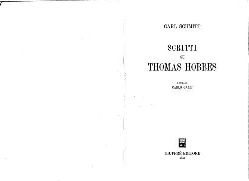 Scritti su Thomas Hobbes