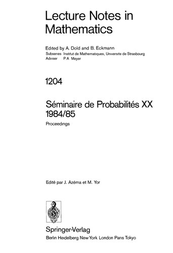 Séminaire de probabilités XX, 1984/85