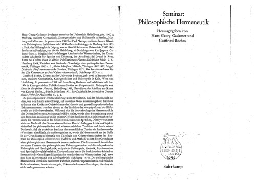 Seminar philosophische Hermeneutik