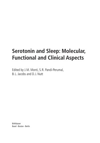 Serotonin and Sleep: Molecular, Functional and Clinical Aspects