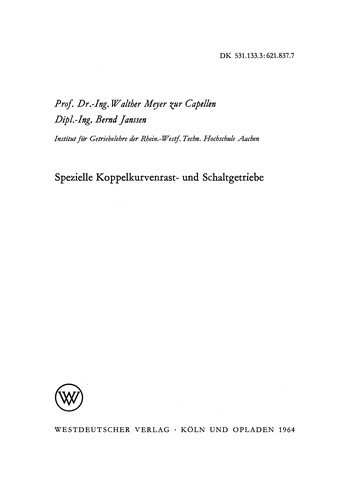 Spezielle Koppelkurvenrast- und Schaltgetriebe