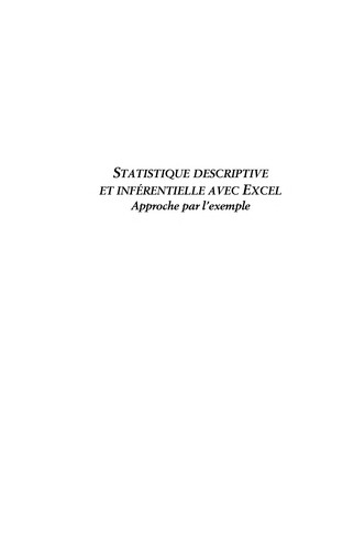 Statistique descriptive et inférentielle avec Excel