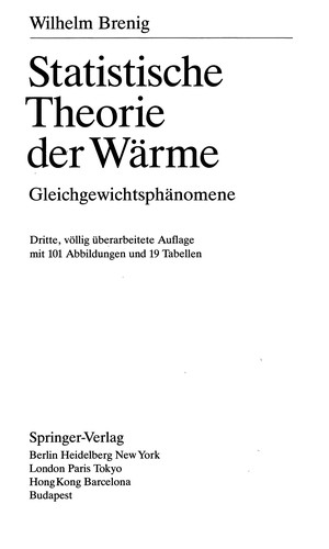 Statistische Theorie der Wärme