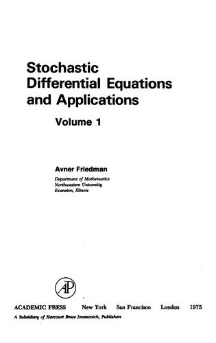 Stochastic differential equations and applications