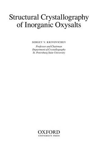 Structural crystallography of inorganic oxysalts
