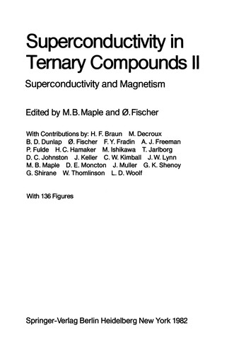 Superconductivity in Ternary Compounds II