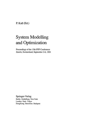 System Modelling and Optimization