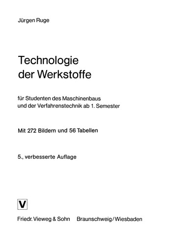 Technologie der Werkstoffe
