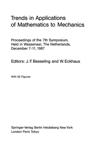 Trends in Applications of Mathematics to Mechanics