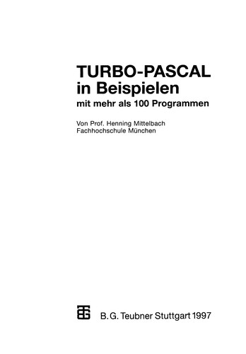 TURBO-PASCAL in Beispielen