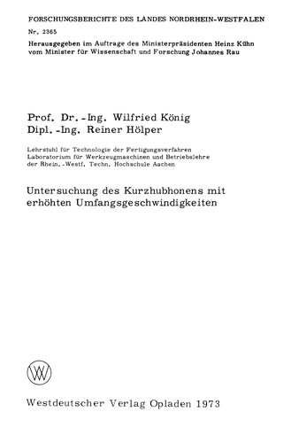 Untersuchung des Kurzhubhonens mit erhöhten Umfangsgeschwindigkeiten