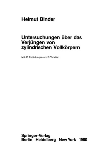 Untersuchungen über das Verjüngen von zylindrischen Vollkörpern