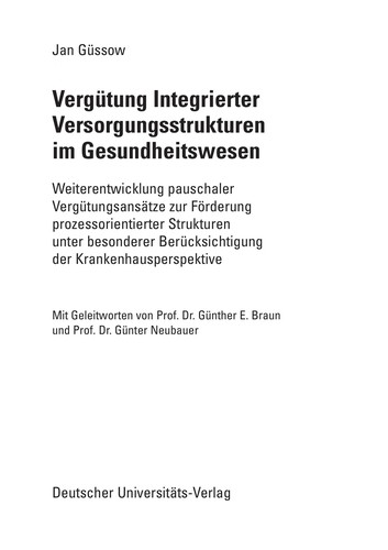 Vergütung Integrierter Versorgungsstrukturen im Gesundheitswesen