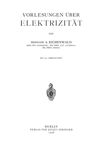 Vorlesungen über Elektrizität