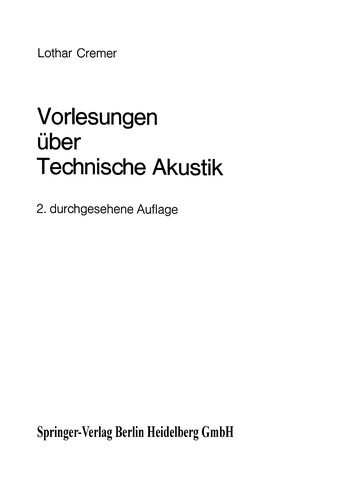 Vorlesungen über technische Akustik