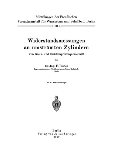 Widerstandsmessungen an umströmten Zylindern von Kreis- und Brückenpfeilerquerschnitt