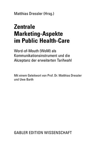 Zentrale Marketing-Aspekte im Public Health-Care