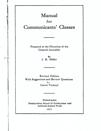Manual for communicants' classes