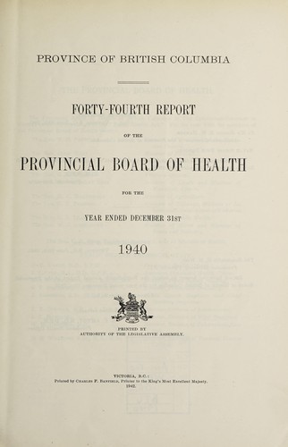 Report of the Provincial Board of Health