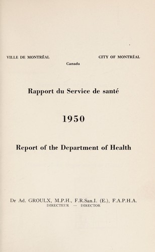 Report of the Department of Health