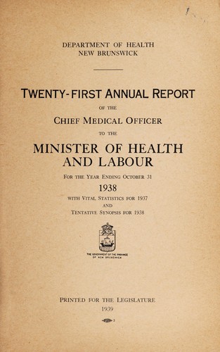 Annual report of the Chief Medical Officer to the Minister of Health and Labour