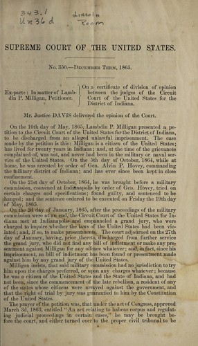 Decision of the U. S. Supreme Court on military commissions
