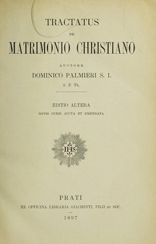 Tractatus de matrimonio Christiano