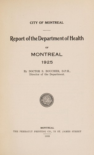 Report of the Department of Health