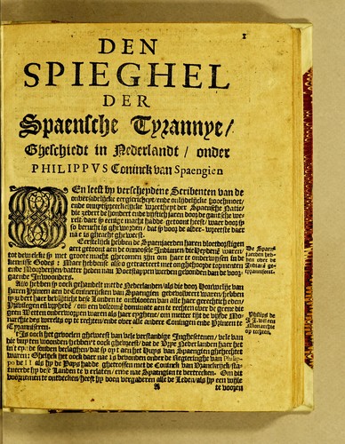 Den spiegel der Spaensche tyrannye, gheschiet in West-Indien