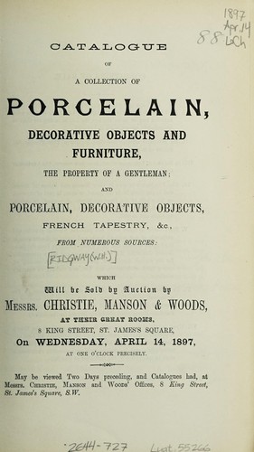 Catalogue of a collection of porcelain, decorative objects and furniture, the property of a gentleman
