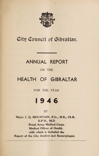 Annual report on the health of Gibraltar