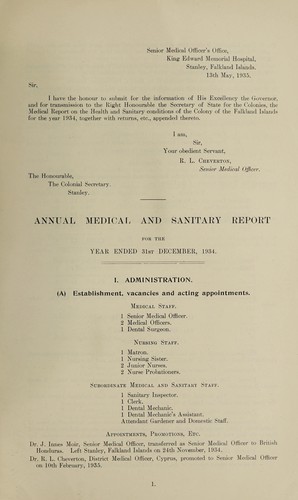 Annual medical and sanitary report