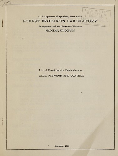 List of Forest Service publications on glue, plywood and coatings