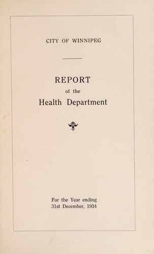Report of the City Health Department