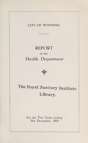 Report of the City Health Department