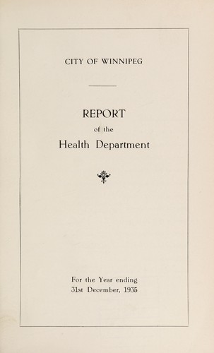 Report of the City Health Department