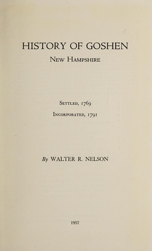 History of Goshen, New Hampshire